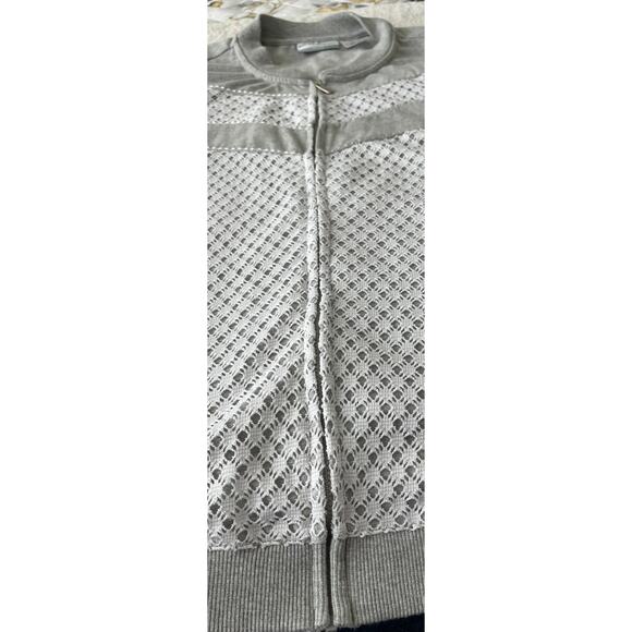 ALFRED DUNNER LONG SLEEVE TRACK JACKET, WOMENS, 16P, HEATHER GREY & WHITE LACE - Picture 7 of 11